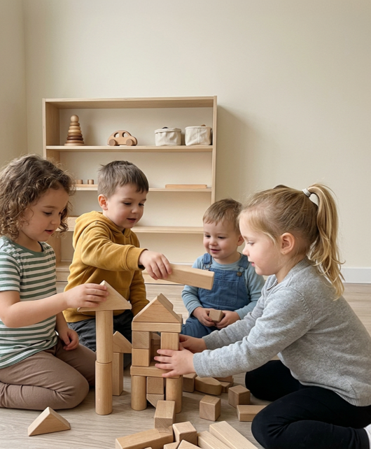 קבוצת ילדים משחקת יחד בקליניקה